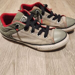 Converse All Star Boys Gray and Red Sneakers Size 2